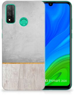 B2Ctelecom Smartphone hoesje Huawei P Smart 2020 Backcase Siliconen Hoesje Wood Beton