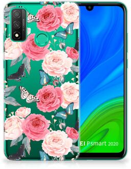 B2Ctelecom Smartphone hoesje Huawei P Smart 2020 Telefoontas Butterfly Roses