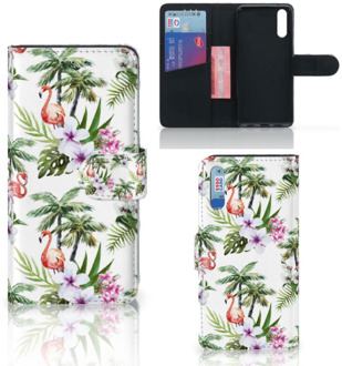 B2Ctelecom Smartphone Hoesje Huawei P20 Book Case Design Flamingo Palms