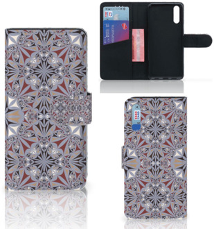 B2Ctelecom Smartphone Hoesje Huawei P20 Book Case Design Flower Tiles