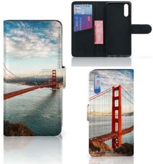 B2Ctelecom Smartphone Hoesje Huawei P20 Book Case Design Golden Gate Bridge