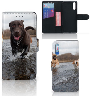 B2Ctelecom Smartphone Hoesje Huawei P20 Book Case Design Honden