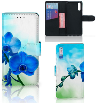 B2Ctelecom Smartphone Hoesje Huawei P20 Book Case Design Orchidee Blauw