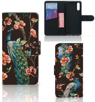 B2Ctelecom Smartphone Hoesje Huawei P20 Book Case Design Pauw met Bloemen