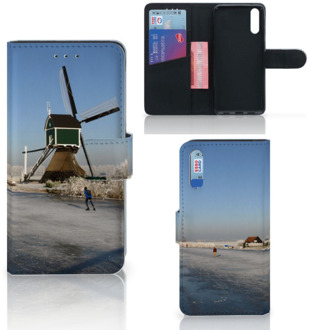 B2Ctelecom Smartphone Hoesje Huawei P20 Book Case Design Schaatsers