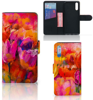 B2Ctelecom Smartphone Hoesje Huawei P20 Book Case Design Tulpen