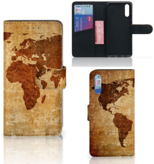 B2Ctelecom Smartphone Hoesje Huawei P20 Book Case Design Wereldkaart