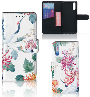 B2Ctelecom Smartphone Hoesje Huawei P20 Wallet Book Case Bird Flowers