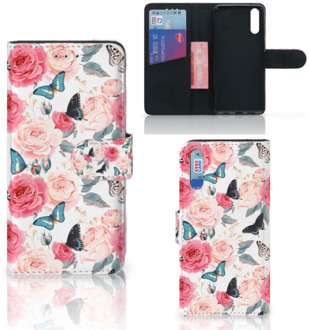 B2Ctelecom Smartphone Hoesje Huawei P20 Wallet Book Case Butterfly Roses