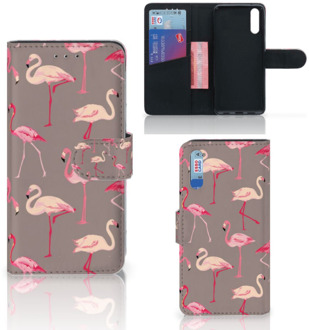 B2Ctelecom Smartphone Hoesje Huawei P20 Wallet Book Case Flamingo