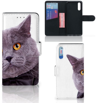 B2Ctelecom Smartphone Hoesje Huawei P20 Wallet Book Case Kat