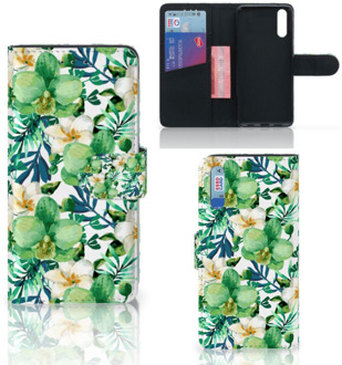 B2Ctelecom Smartphone Hoesje Huawei P20 Wallet Book Case Orchidee Groen