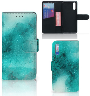 B2Ctelecom Smartphone Hoesje Huawei P20 Wallet Book Case Painting Blue