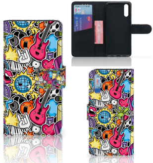 B2Ctelecom Smartphone Hoesje Huawei P20 Wallet Book Case Punk Rock