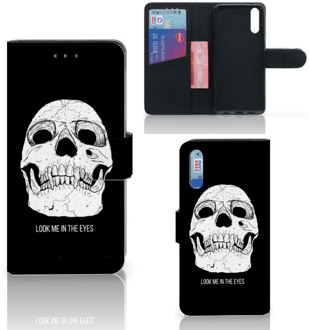 B2Ctelecom Smartphone Hoesje Huawei P20 Wallet Book Case Skull Eyes