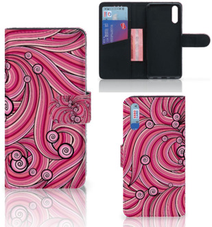 B2Ctelecom Smartphone Hoesje Huawei P20 Wallet Book Case Swirl Pink