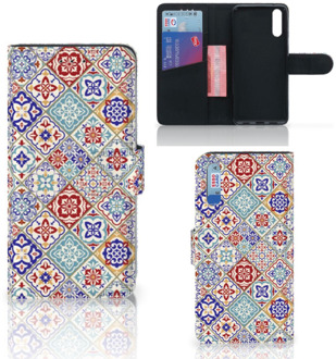 B2Ctelecom Smartphone Hoesje Huawei P20 Wallet Book Case Tiles Color