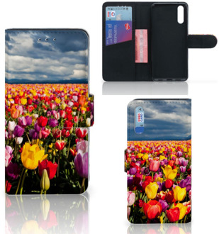 B2Ctelecom Smartphone Hoesje Huawei P20 Wallet Book Case Tulpen