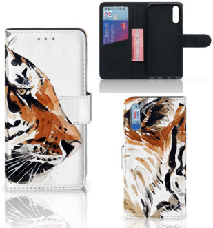 B2Ctelecom Smartphone Hoesje Huawei P20 Wallet Book Case Watercolor Tiger