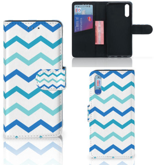 B2Ctelecom Smartphone Hoesje Huawei P20 Wallet Book Case Zigzag Blauw