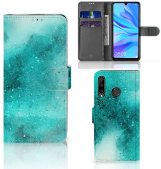 B2Ctelecom Smartphone Hoesje Huawei P30 Lite Wallet Book Case Hoesje Painting Blue