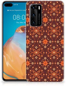 B2Ctelecom Smartphone hoesje Huawei P40 Leuk Case Batik Brown