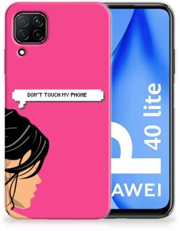 B2Ctelecom Smartphone hoesje Huawei P40 Lite Back Case Siliconen Hoesje Woman Don't Touch My Phone