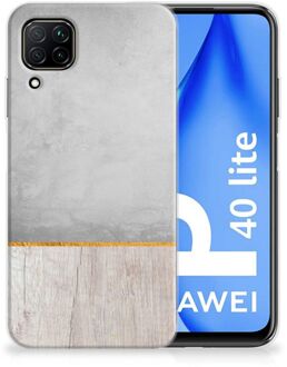 B2Ctelecom Smartphone hoesje Huawei P40 Lite Backcase Siliconen Hoesje Wood Beton