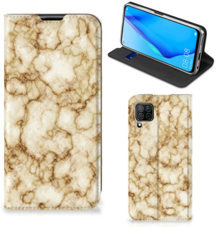 B2Ctelecom Smartphone Hoesje Huawei P40 Lite Book Cover Marmer Goud