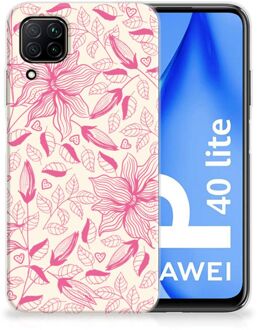 B2Ctelecom Smartphone hoesje Huawei P40 Lite Silicone Case Roze Bloemen