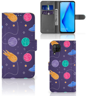 B2Ctelecom Smartphone Hoesje Huawei P40 Lite Telefoonhoesje Portemonnee Space