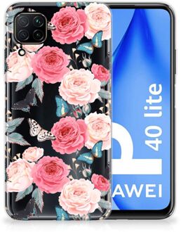 B2Ctelecom Smartphone hoesje Huawei P40 Lite Telefoontas Butterfly Roses