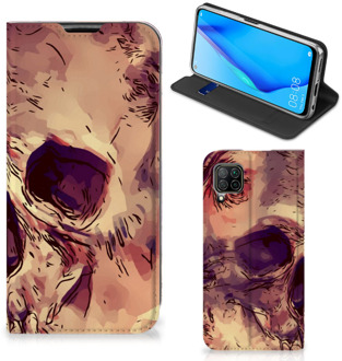 B2Ctelecom Smartphone Hoesje Huawei P40 Lite Wallet Case Skullhead