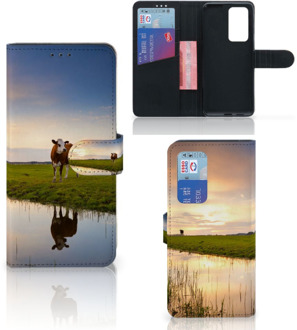 B2Ctelecom Smartphone Hoesje Huawei P40 Pro Flip Case Koe