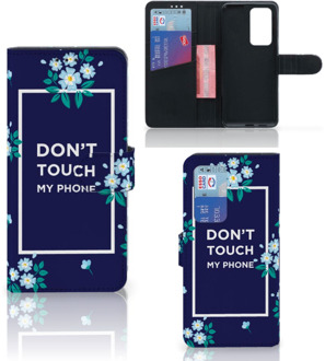 B2Ctelecom Smartphone Hoesje Huawei P40 Pro Telefoontasje Flowers Blue DTMP