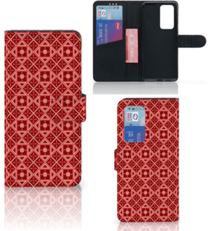 B2Ctelecom Smartphone Hoesje Huawei P40 Pro Wallet Case Batik Red