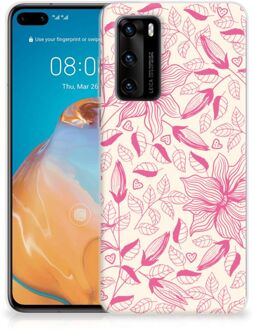 B2Ctelecom Smartphone hoesje Huawei P40 Silicone Case Roze Bloemen