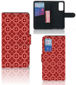 B2Ctelecom Smartphone Hoesje Huawei P40 Wallet Book Case Batik Red