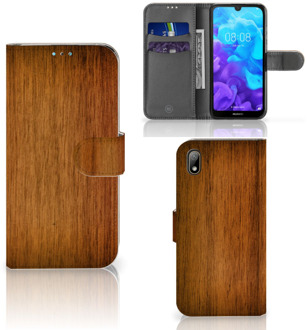 B2Ctelecom Smartphone Hoesje Huawei Y5 (2019) Book Style Case Donker Hout