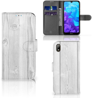 B2Ctelecom Smartphone Hoesje Huawei Y5 (2019) Book Style Case White Wood