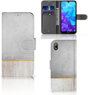 B2Ctelecom Smartphone Hoesje Huawei Y5 (2019) Book Style Case Wood Concrete