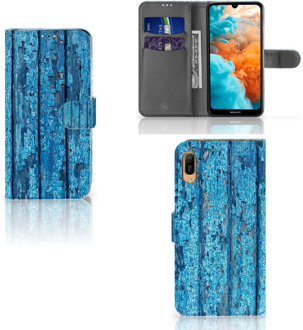 B2Ctelecom Smartphone Hoesje Huawei Y6 (2019) Book Style Case Blauw Wood