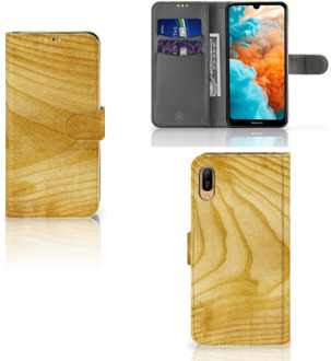 B2Ctelecom Smartphone Hoesje Huawei Y6 (2019) Book Style Case Licht Hout