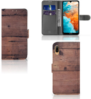 B2Ctelecom Smartphone Hoesje Huawei Y6 (2019) Book Style Case Old Wood