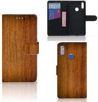 B2Ctelecom Smartphone Hoesje Huawei Y7 (2019) Book Style Case Donker Hout