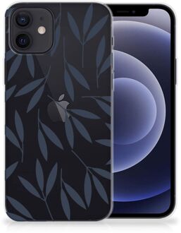 B2Ctelecom Smartphone hoesje iPhone 12 | 12 Pro (6.1") Back Case Siliconen Hoesje met Foto Leaves Blue