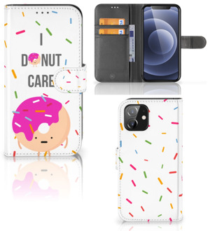 B2Ctelecom Smartphone Hoesje iPhone 12 | 12 Pro (6.1") Bookcase met Quotes Donut Cadeautjes voor Meisjes