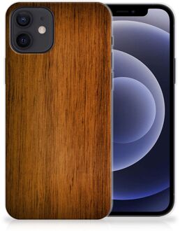 B2Ctelecom Smartphone hoesje iPhone 12 | 12 Pro (6.1") Leuk Case Super als Vaderdag Cadeaus Donker Hout