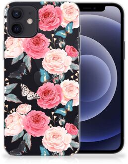 B2Ctelecom Smartphone hoesje iPhone 12 | 12 Pro (6.1") Telefoontas Butterfly Roses