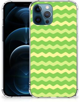 B2Ctelecom Smartphone hoesje iPhone 12 | 12 Pro Beschermhoesje met transparante rand Waves Green